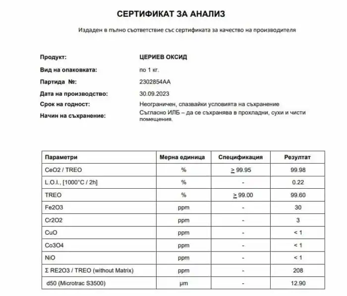 Цериев оксид за полиране - 1кг опаковка - Image 3